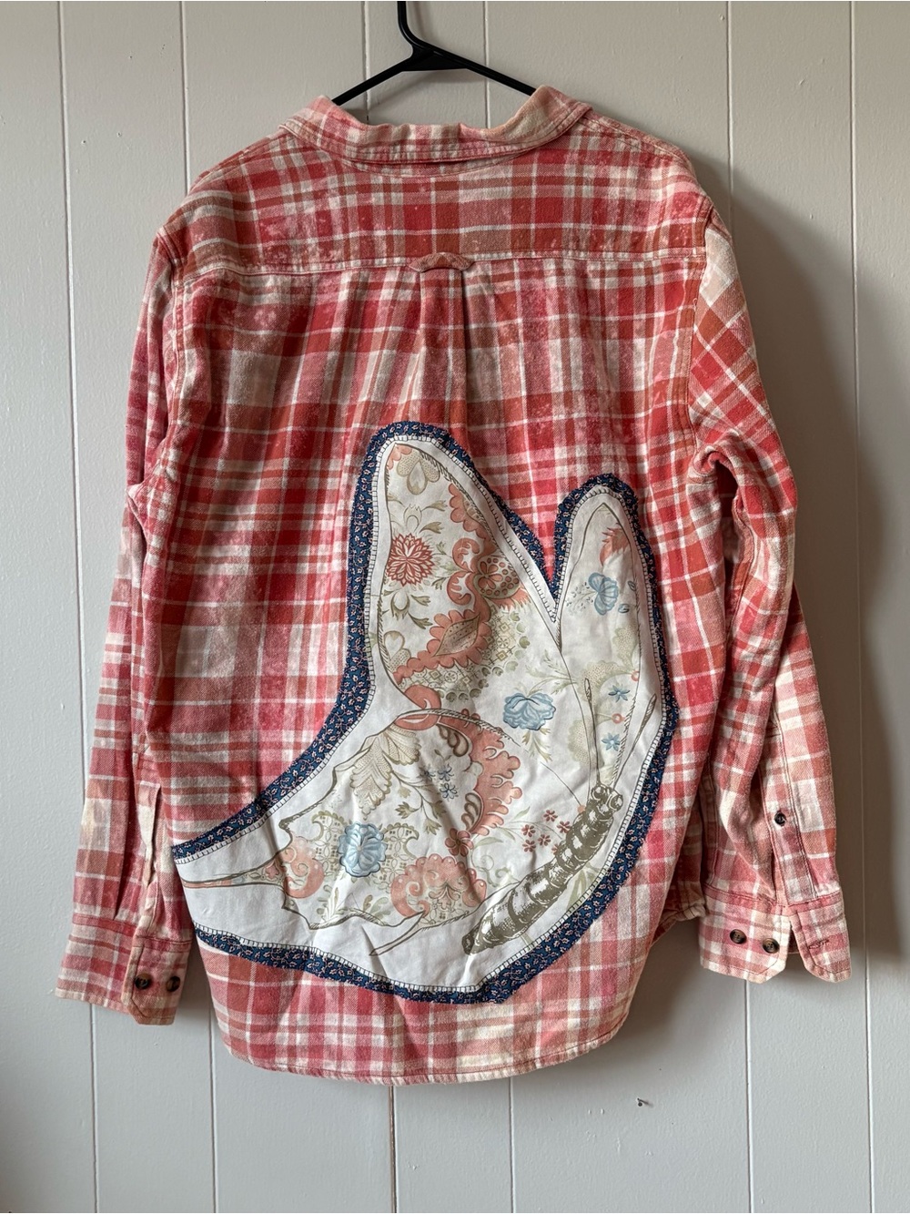 Eddie Bauer Upcycled Butterfly Patch Flannel